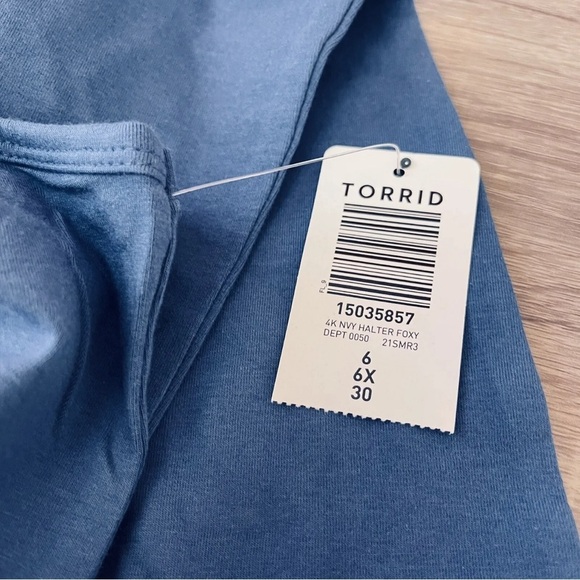 Torrid Foxy Halter Top Blue Tank Top Fitted Sexy Shirt Plus Size 6X 30 NEW NWT - Picture 8 of 11